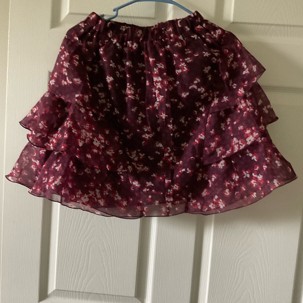 H&M floral organza ruffle mini skirt
